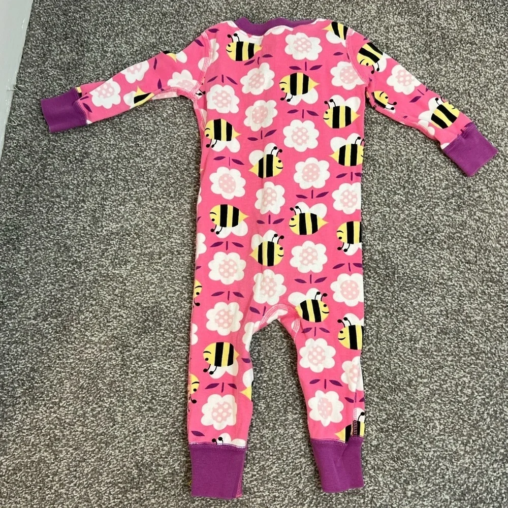 Hanna Andersson sleeper Pink Bee and Flower Kids pajamas 9-18 months